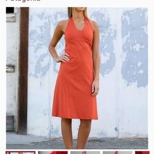 Patagonia Halter Dress Small Orange Nylon Morning Glory A-Line